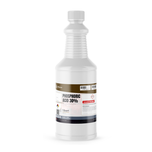 Phosphoric Acid 30% 1-quart plastic bottle by Alliance Chemical for rust removal and steel surface preparation