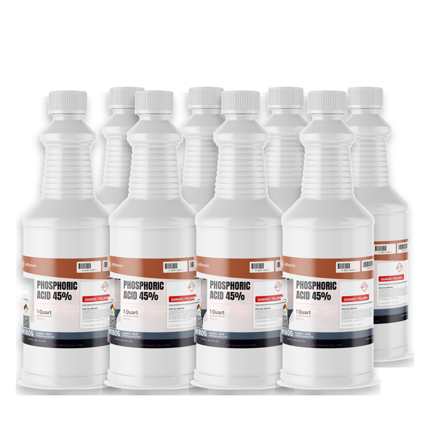 Phosphoric Acid 45% Technical Grade in eight 1-quart plastic bottles, Alliance Chemical