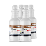Sodium Hypochlorite 2% Technical Grade in four 1-quart white plastic bottles, Alliance Chemical