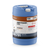 Sodium Hypochlorite 8.25% in a 15-gallon blue plastic carboy with top handle, Alliance Chemical