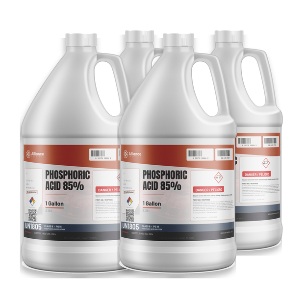 Phosphoric Acid 85% ACS Grade four 1-gallon jugs, Alliance Chemical for metal surface treatment and rust conversion