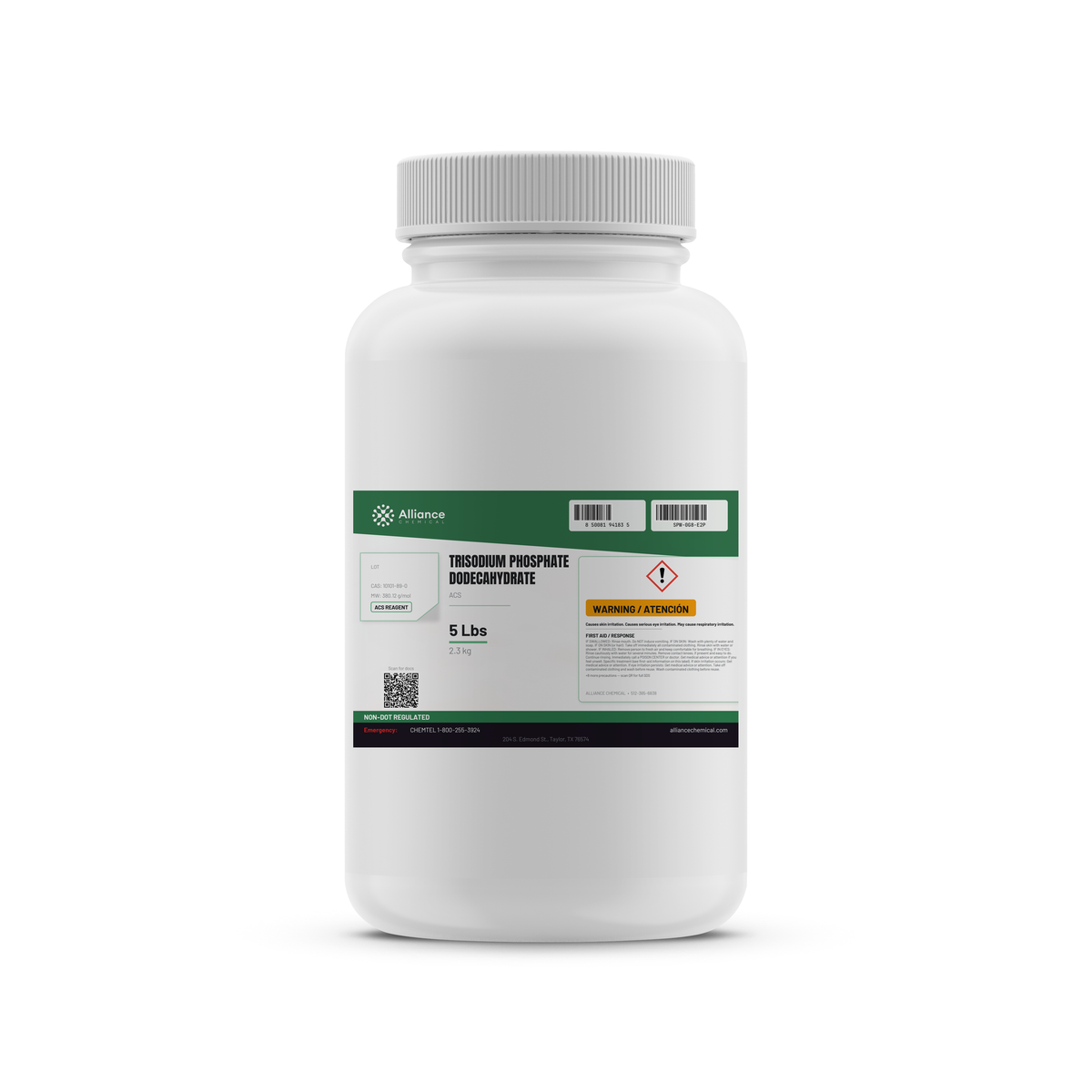 Trisodium phosphate dodecahydrate ACS reagent grade 5 lb white bottle from Alliance Chemical