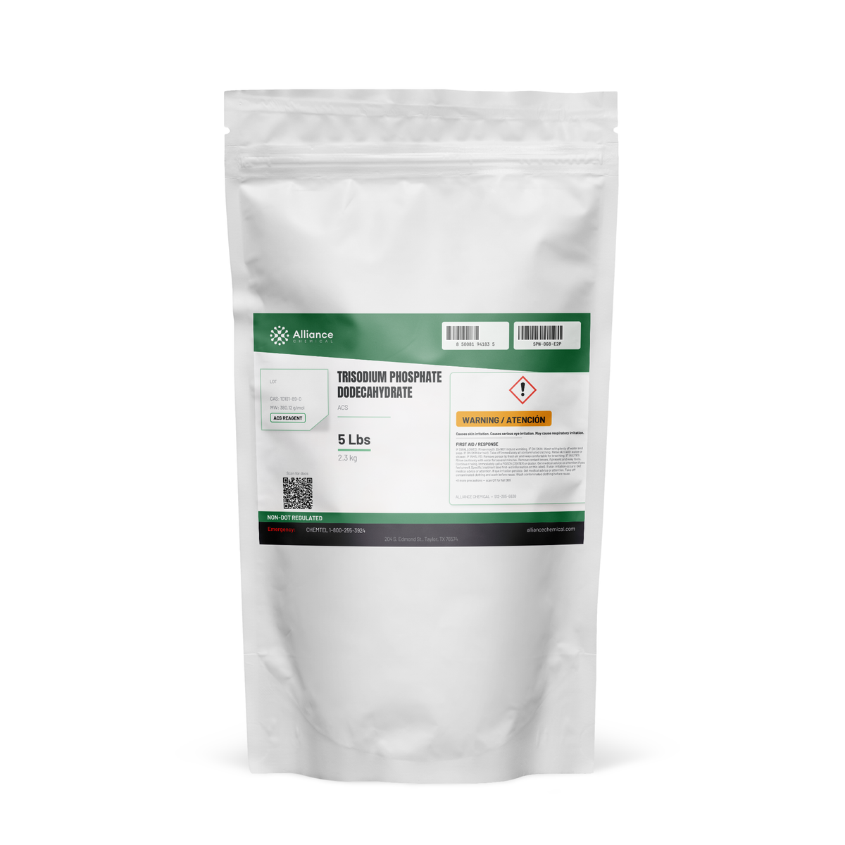 Trisodium phosphate dodecahydrate ACS reagent grade in a 5-lb stand-up pouch, Alliance Chemical