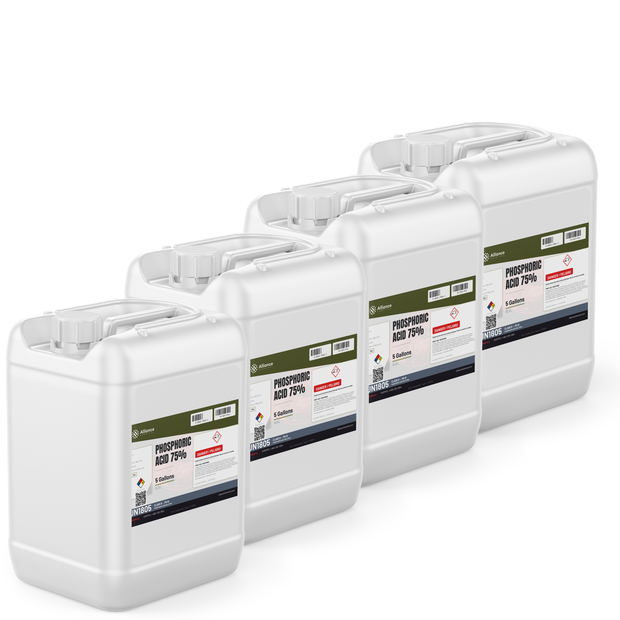 Phosphoric Acid 75% Technical Grade in four 5-gallon pails from Alliance Chemical for steel surface treatment and rust conversion