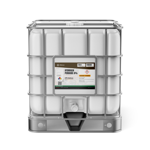 Hydrogen Peroxide 6% Technical Grade in a 275-gallon IBC tote from Alliance Chemical