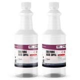 Sulfuric Acid 30% technical grade in two 1-quart plastic bottles, Alliance Chemical for pH neutralization