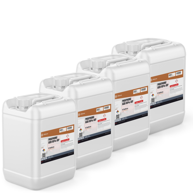 Phosphoric Acid 85% USP Food Grade in four 5-gallon jerry cans from Alliance Chemical