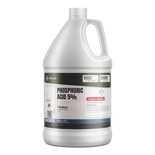 Phosphoric Acid 5% Technical Grade in a 1-gallon plastic jug for metal finishing, Alliance Chemical