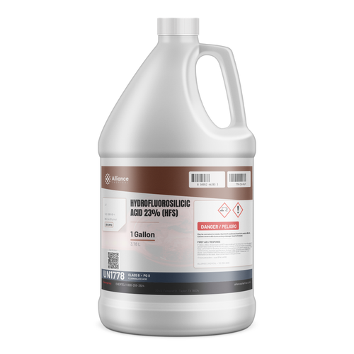 Hydrofluorosilicic Acid 23% Technical Grade in a 1-gallon plastic jug, Alliance Chemical