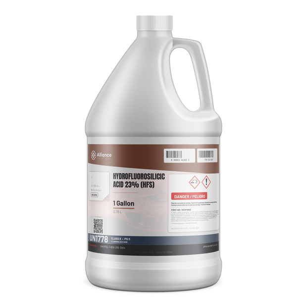 Hydrofluorosilicic Acid 23% Technical Grade in a 1-gallon plastic jug, Alliance Chemical