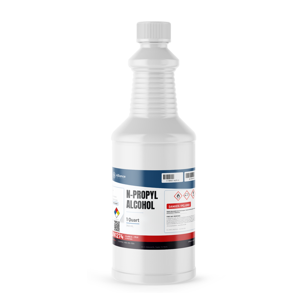 N-Propyl Alcohol ACS Grade 1-quart white plastic bottle for analytical chemistry, Alliance Chemical