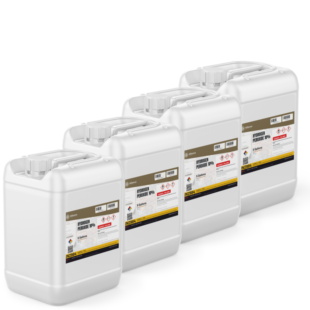 Hydrogen Peroxide 10% ACS Grade four 5-gallon pails, Alliance Chemical for laboratory analysis and surface cleaning
