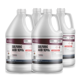 Sulfuric Acid 93% Technical Grade in four 1-gallon plastic jugs for wastewater neutralization, Alliance Chemical