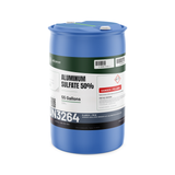 Aluminum sulfate 50% technical grade in a 55-gallon blue plastic drum for water treatment, Alliance Chemical