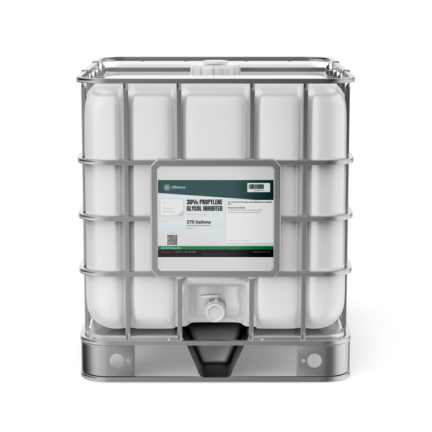 30% Propylene Glycol Inhibited in a 275-gallon IBC tote from Alliance Chemical for HVAC freeze protection