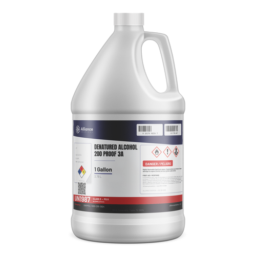 Denatured alcohol 200 proof 3A 1-gallon jug for coating formulations and ink solvent use, Alliance Chemical