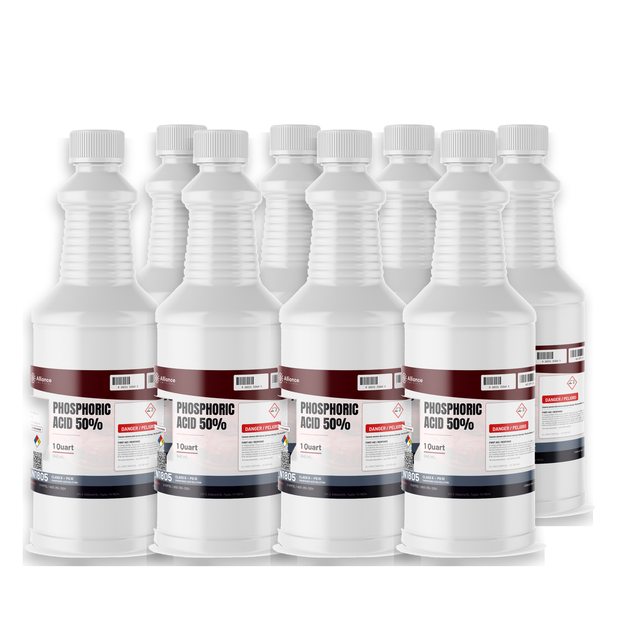 Phosphoric Acid 50% Food Grade in eight 1-quart plastic bottles, Alliance Chemical