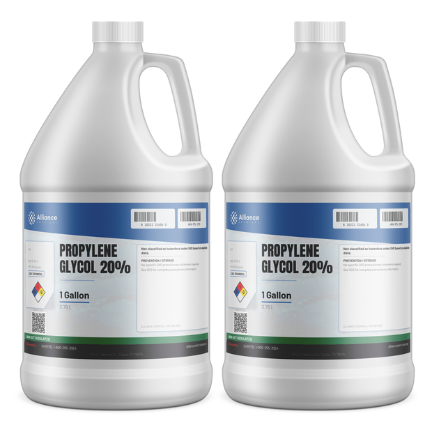 Propylene Glycol 20% Technical Grade in two 1-gallon plastic jugs from Alliance Chemical
