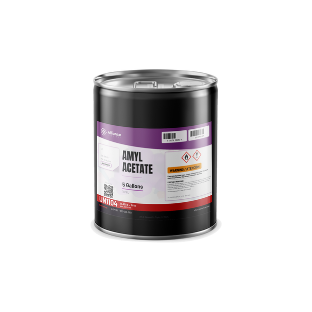 Amyl Acetate ACS Grade 5-gallon metal pail from Alliance Chemical for industrial coatings and extraction