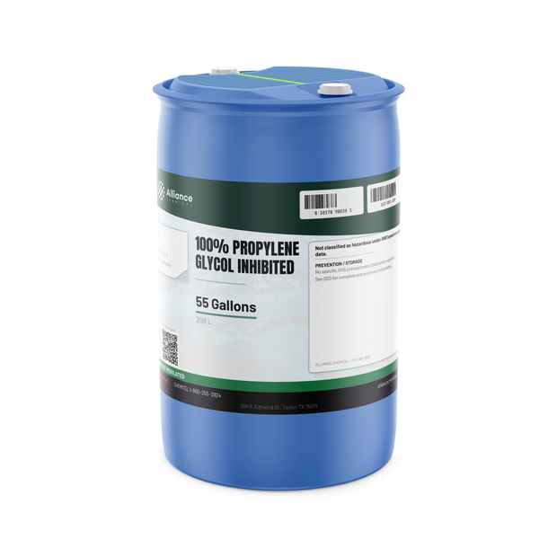100% Propylene Glycol Inhibited in a 55-gallon drum for closed-loop heating and cooling systems by Alliance Chemical