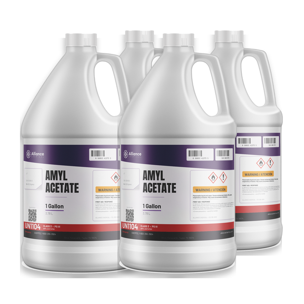 Amyl Acetate Technical Grade, four 1-gallon jugs for lacquer formulations and industrial coatings, Alliance Chemical