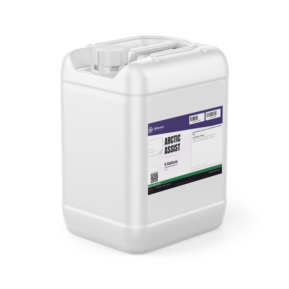 Arctic Assist Technical Grade in a 5-gallon jerry can for closed-loop glycol chillers, Alliance Chemical