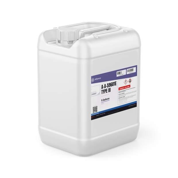 A-A-59601E Type III ACS Reagent Grade in a 5-gallon plastic jerry can from Alliance Chemical
