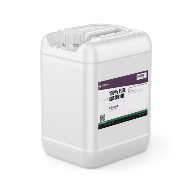 100% pure technical grade Castor Oil in a 5-gallon plastic jerry can from Alliance Chemical