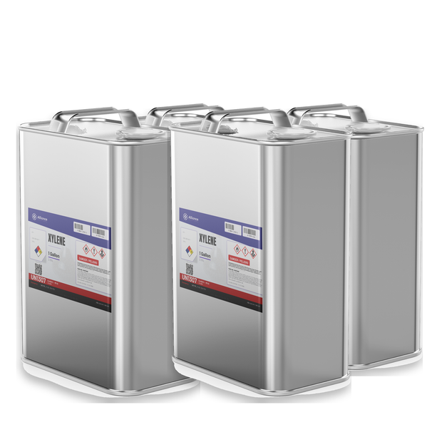 Xylene Technical Grade four 1-gallon metal cans Alliance Chemical for coating thinning and resin cleanup