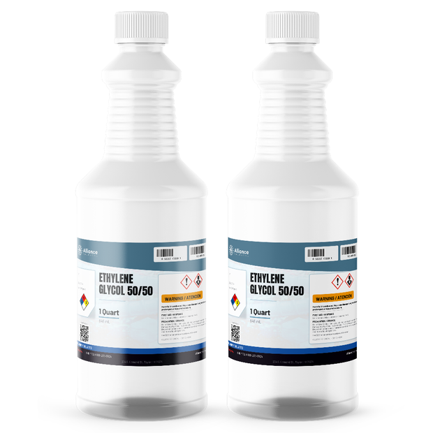 Ethylene glycol 50/50 technical grade in two 1-quart plastic bottles, Alliance Chemical