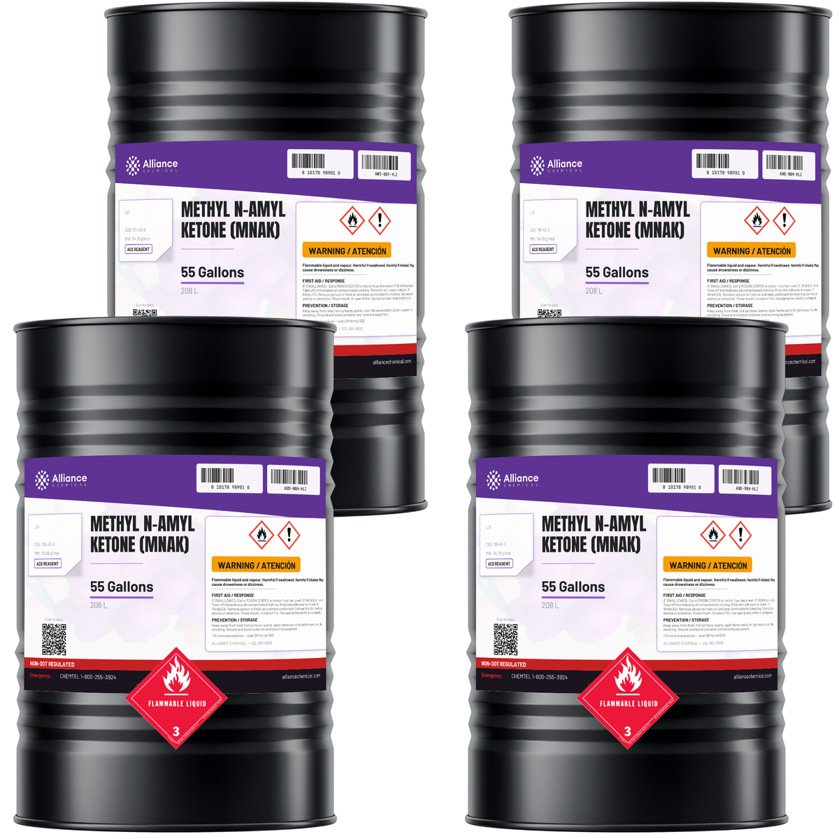 Methyl n-Amyl Ketone ACS Reagent Grade in four 55-gallon drums from Alliance Chemical for coatings formulation