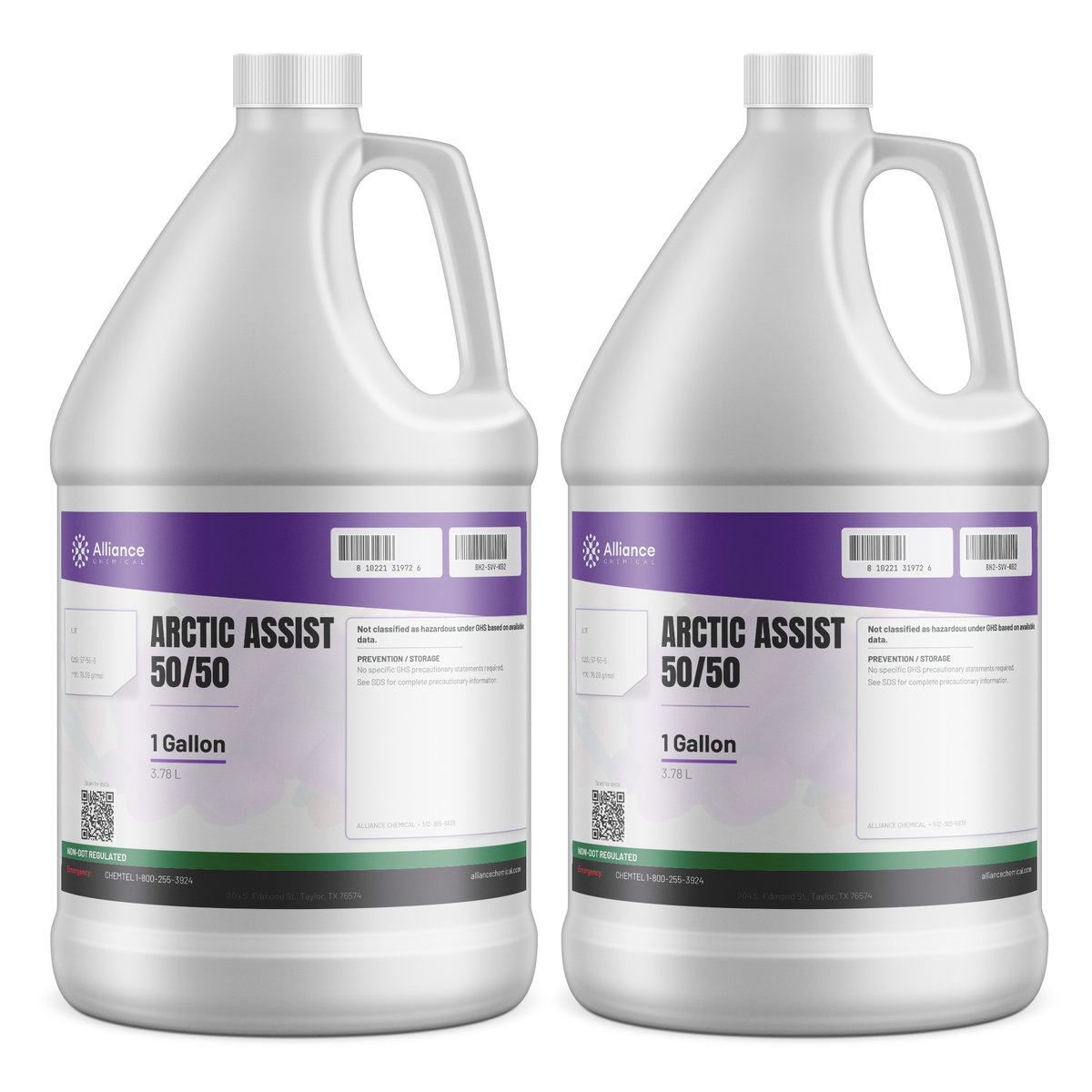 Arctic Assist 50/50 Technical Grade two 1-gallon plastic jugs from Alliance Chemical for industrial cooling systems