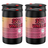 4x55-gallon HDPE drums of 30% industrial vinegar concentrate hazard warnings, and Alliance Chemical labeling