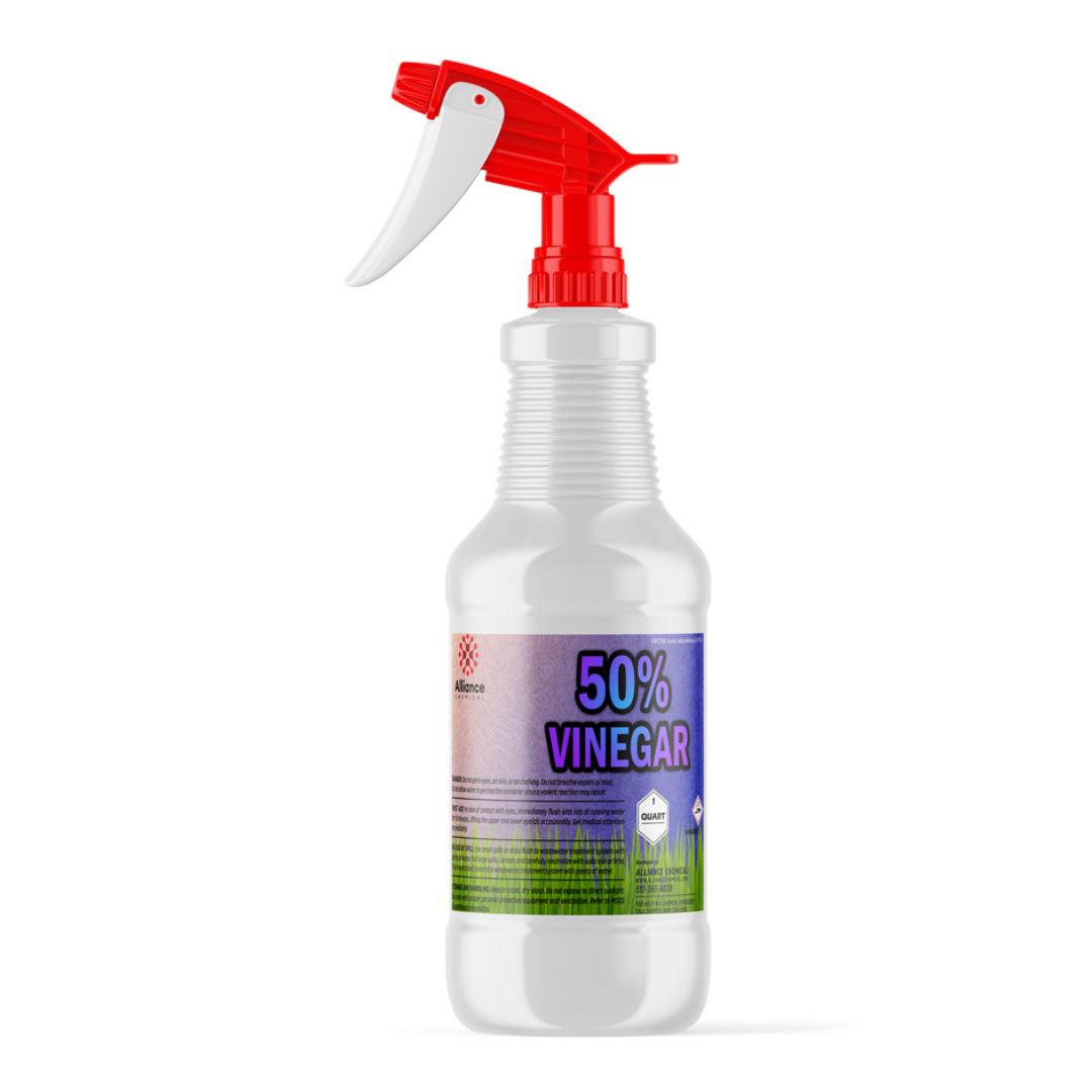 1-quart spray bottle of 50% concentrated vinegar solution in HDPE container Alliance Chemical industrial cleaning formula