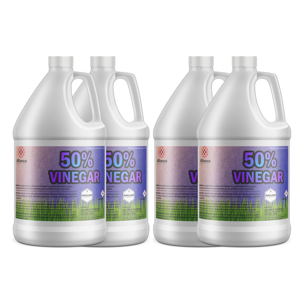4-gallon set (4x1-gallon) of 50% concentrated industrial vinegar in HDPE jugs Alliance Chemical, hazard warning symbols