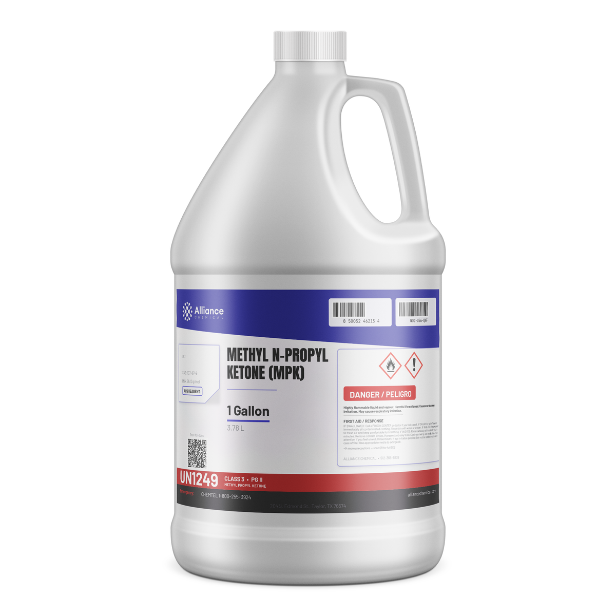 Methyl n-Propyl Ketone ACS Reagent Grade 1-gallon jug for industrial coatings and solvent extraction, Alliance Chemical