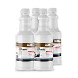 Sodium Hypochlorite 6% Technical Grade in four 1-quart white plastic bottles, Alliance Chemical