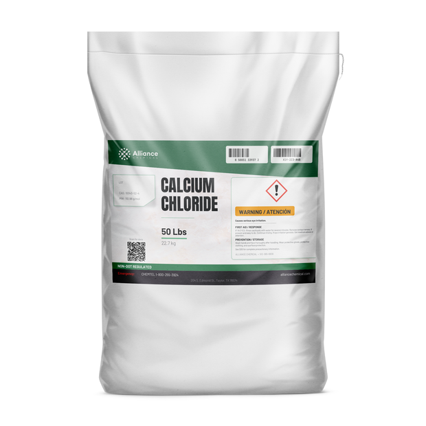 Calcium Chloride 94-97% technical grade solid in a 50-pound bag, Alliance Chemical