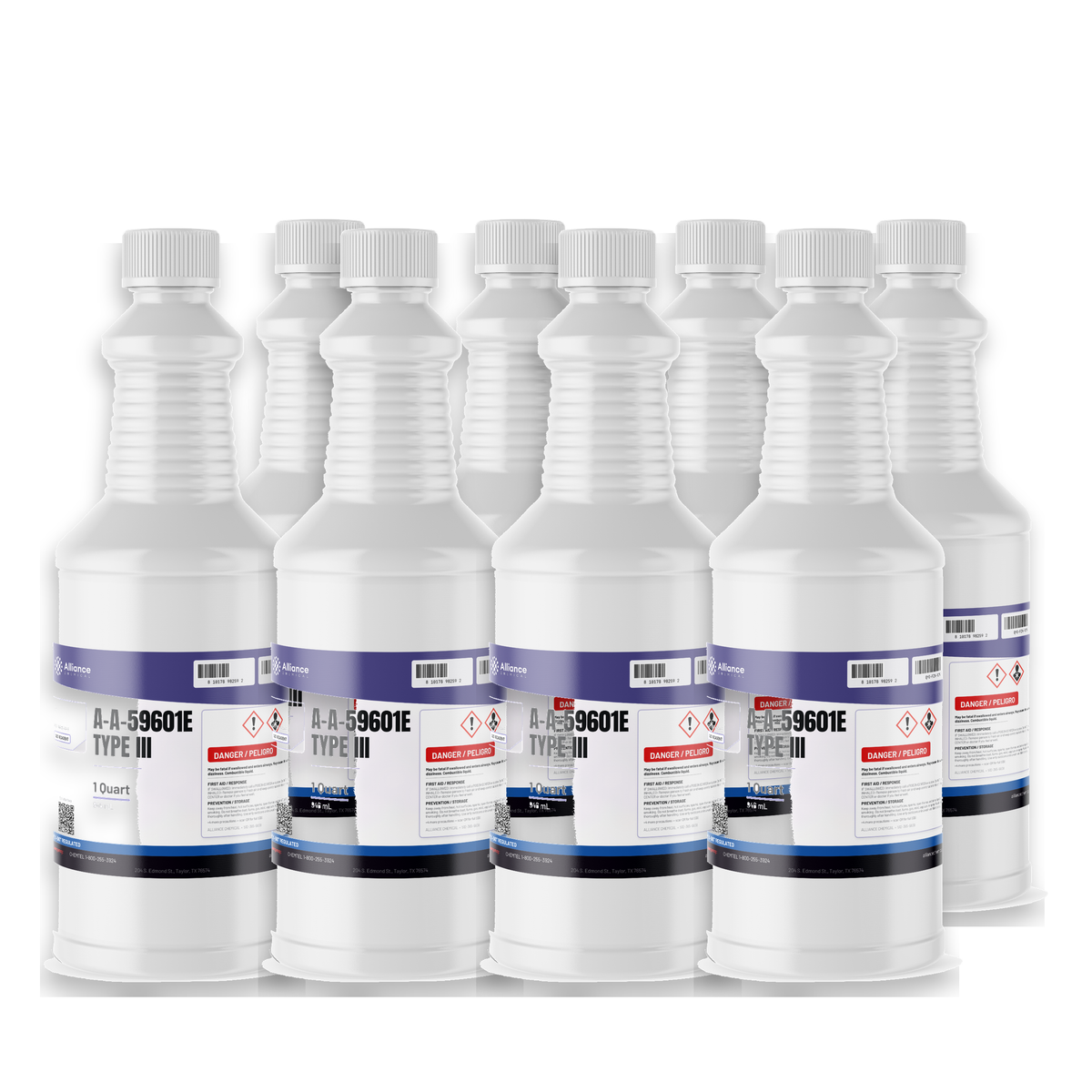 A-A-59601E Type III ACS grade in eight 1-quart plastic bottles by Alliance Chemical