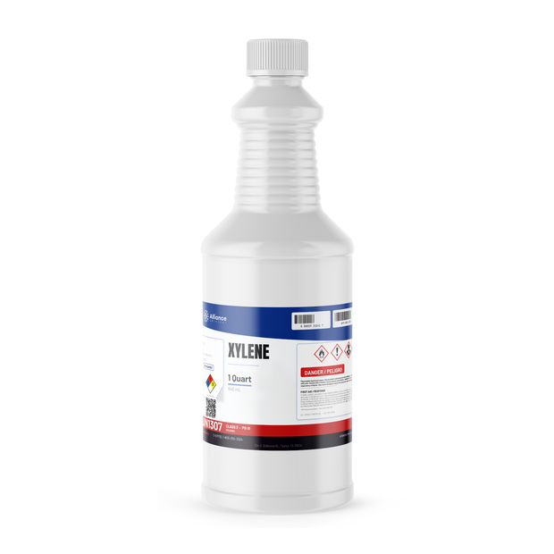 Xylene 98.5% ACS reagent grade 1-quart plastic bottle for histology tissue clearing, Alliance Chemical
