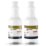 Sodium Hypochlorite 12.5% Water Treatment Grade in two 1-quart white plastic bottles, Alliance Chemical