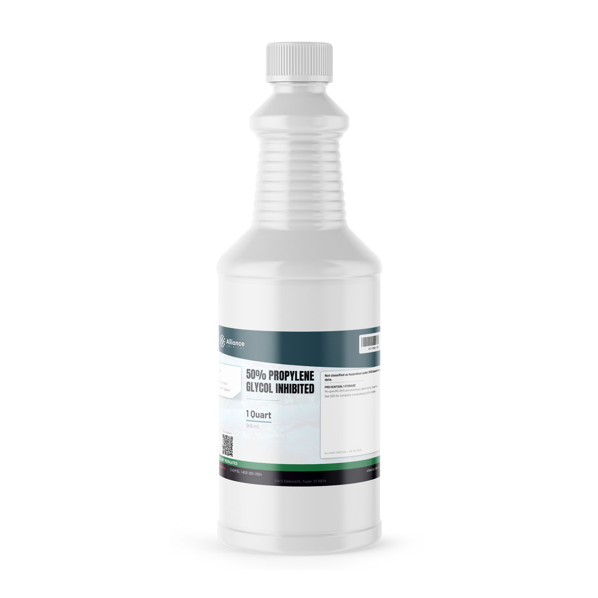 50% Propylene Glycol Inhibited in a 1-quart plastic bottle from Alliance Chemical for HVAC and industrial chillers