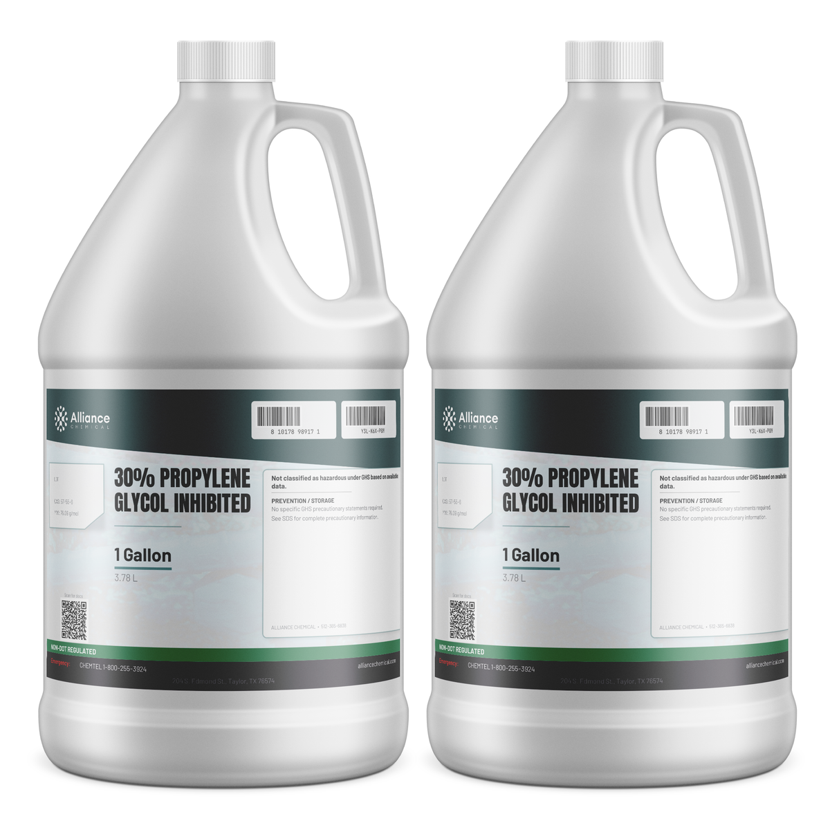 30% propylene glycol inhibited solution in two 1-gallon plastic jugs from Alliance Chemical