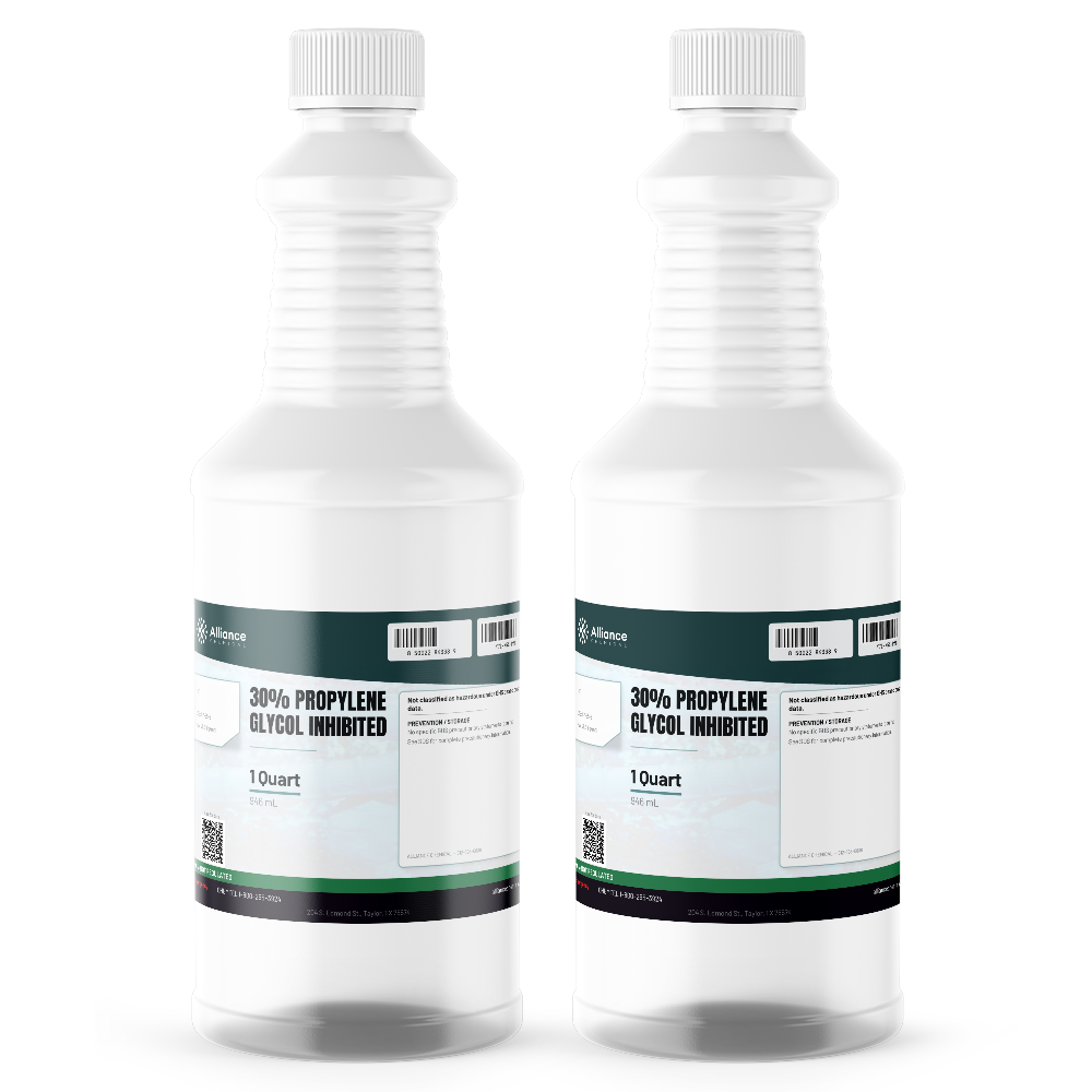 30% Propylene Glycol Inhibited two 1-quart bottles for closed-loop HVAC freeze protection, Alliance Chemical