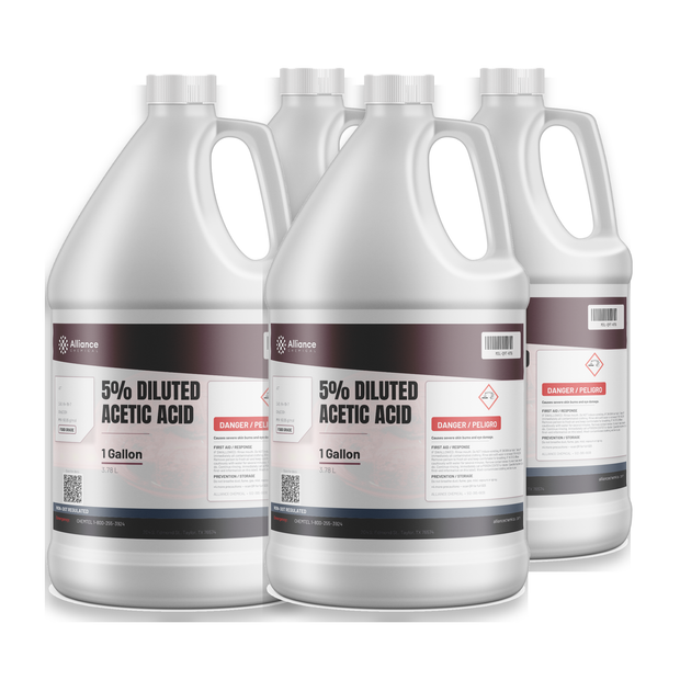 5% Diluted Acetic Acid Food Grade in a case of four 1-gallon jugs, Alliance Chemical