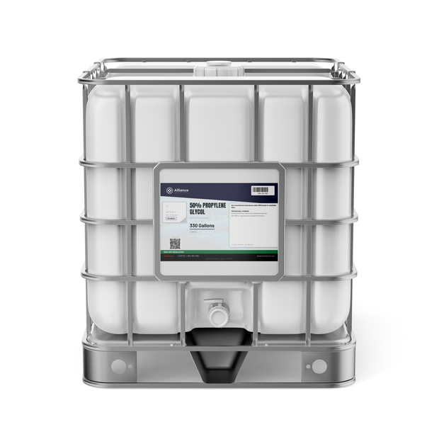 50% Propylene Glycol Technical Grade in a 330-gallon IBC tote from Alliance Chemical for heat transfer systems