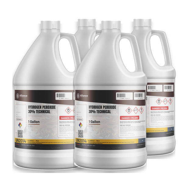 Hydrogen Peroxide 30% Technical Grade in a case of four 1-gallon jugs, Alliance Chemical