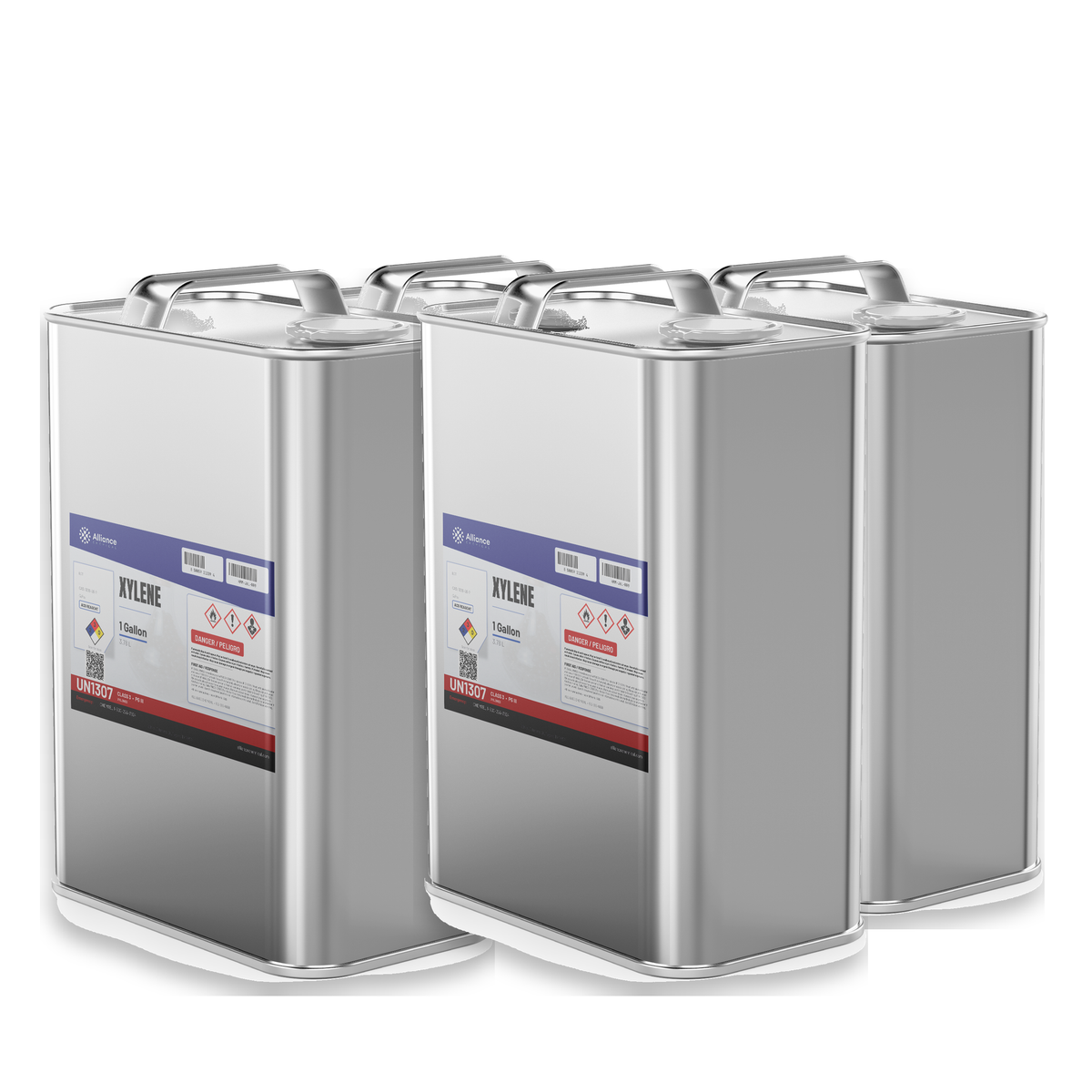 98.5% Xylene ACS Grade four 1-gallon metal cans Alliance Chemical for histology processing and laboratory extraction