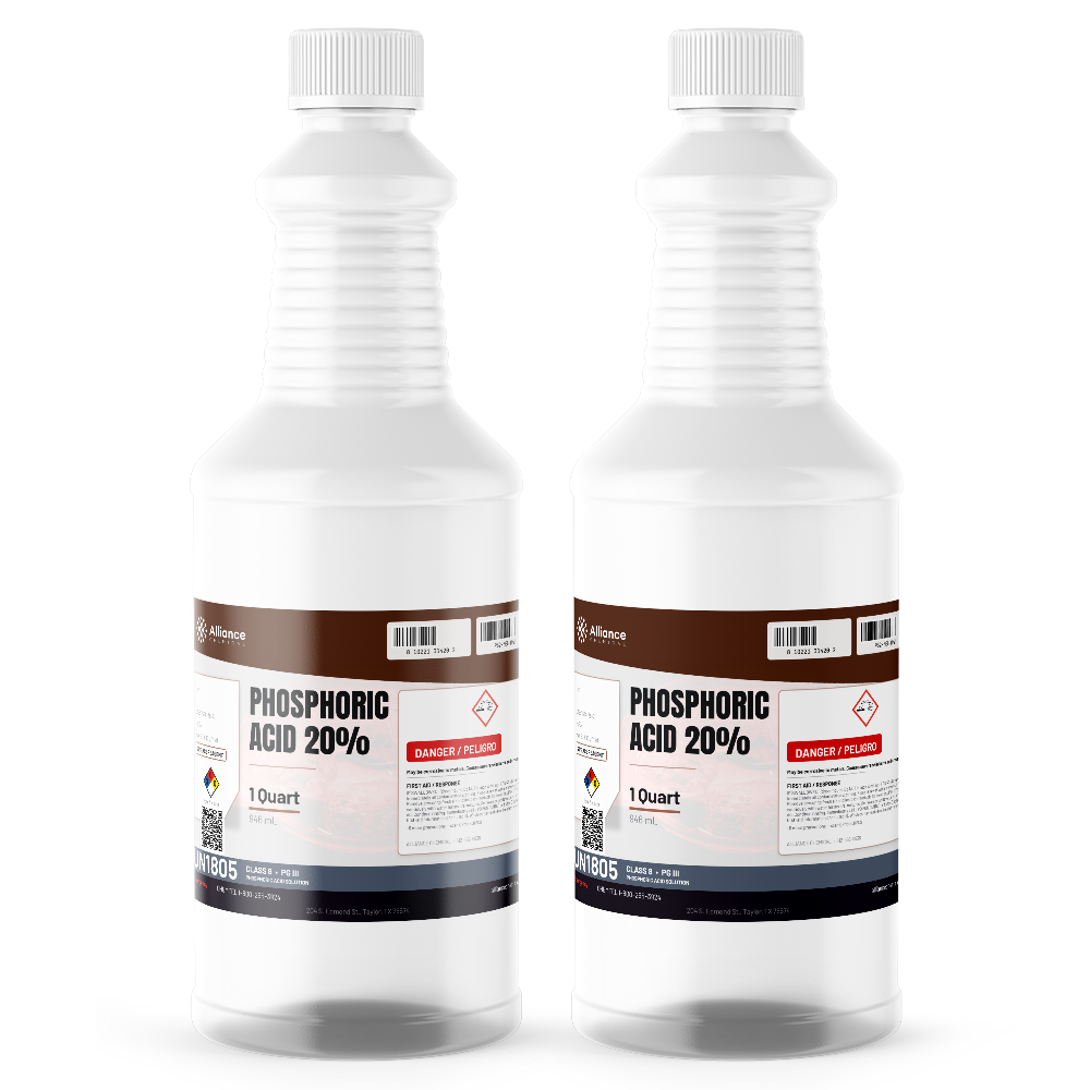 Phosphoric Acid 20% ACS Reagent Grade in two 1-quart plastic bottles, Alliance Chemical