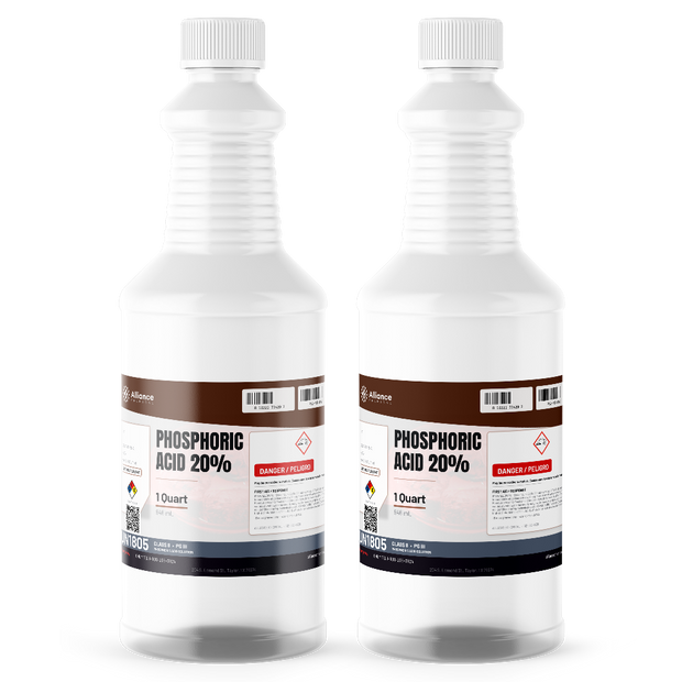 Phosphoric Acid 20% ACS Reagent Grade in two 1-quart plastic bottles, Alliance Chemical